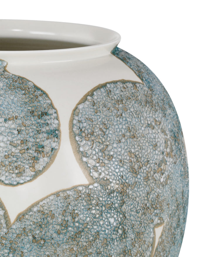 Currey and Company - 1200-0978 - Vase - Bloom - Textured Blue/Off-White/Gold