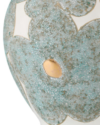 Currey and Company - 1200-0978 - Vase - Bloom Blue & Ivory Vase - Textured Blue / Off-White / Gold