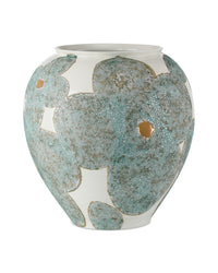 Currey and Company - 1200-0978 - Vase - Bloom Blue & Ivory Vase - Textured Blue / Off-White / Gold