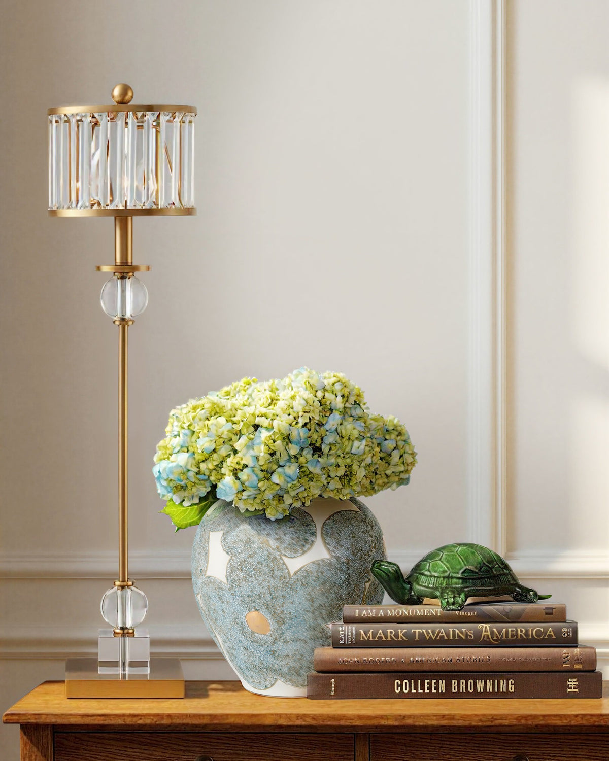 Currey and Company - 1200-0978 - Vase - Bloom Blue & Ivory Vase - Textured Blue / Off-White / Gold