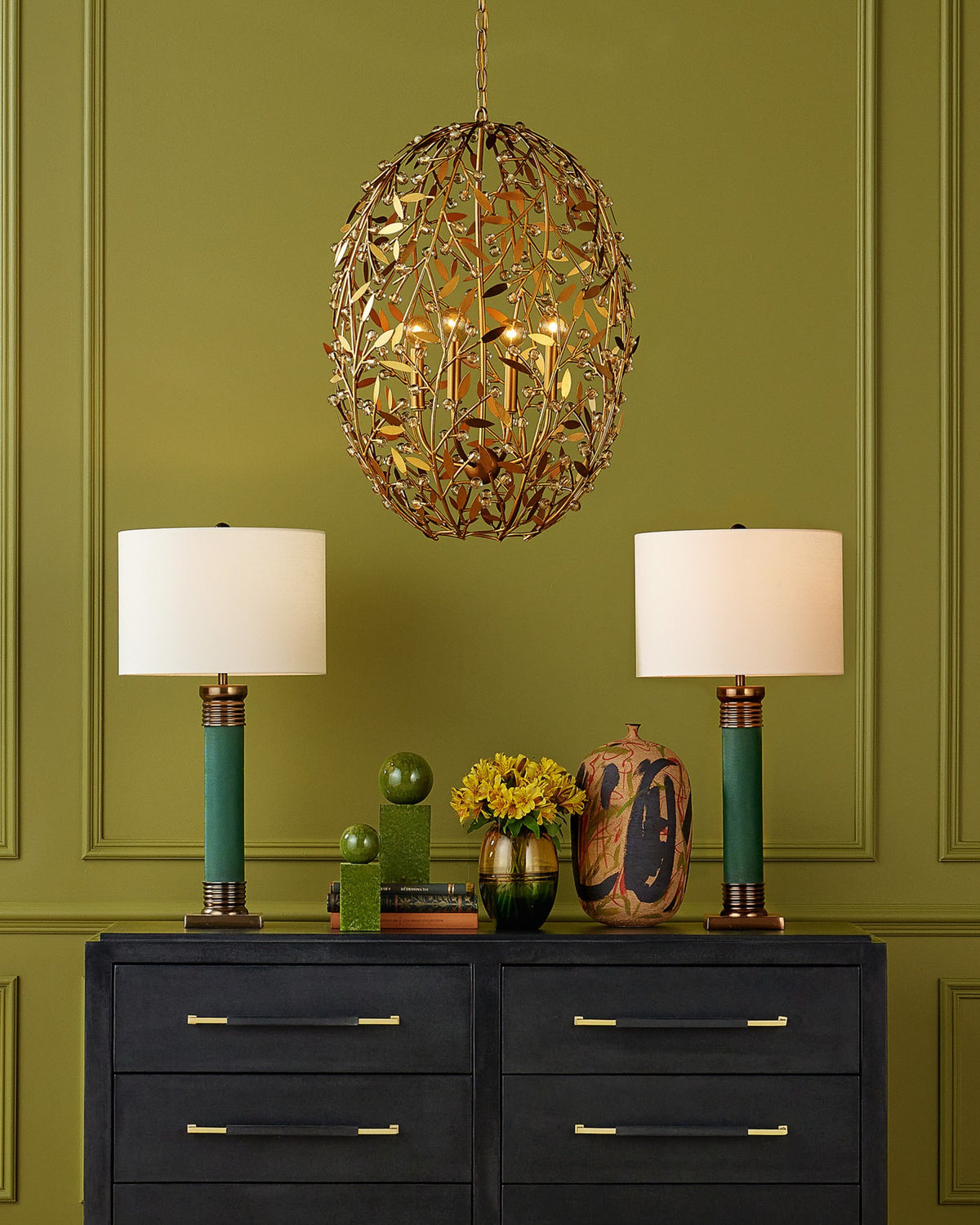 Currey and Company - 1200-0999 - Vase - Zeal Multi-Colored Vase - Black / Yellow / Green / Red