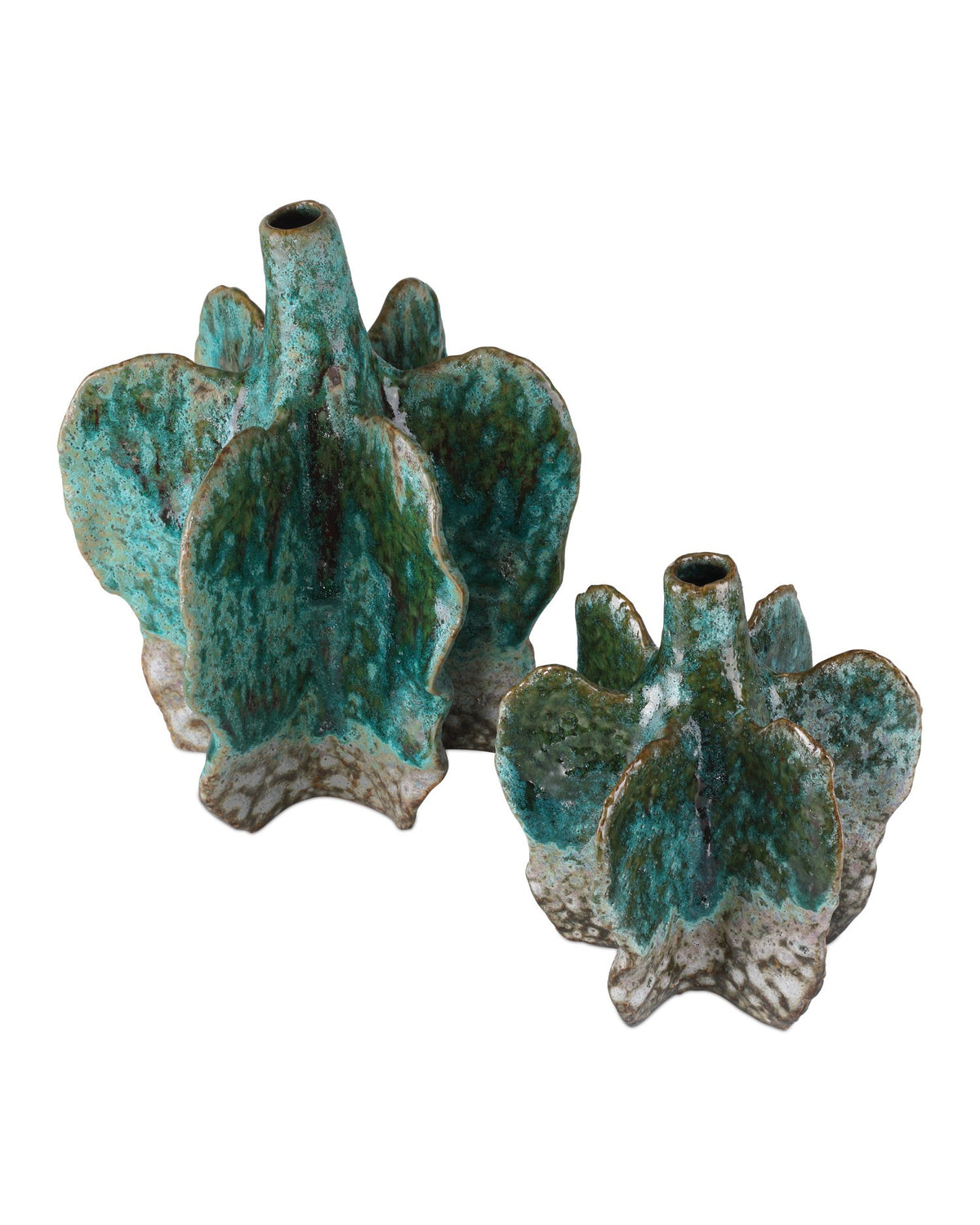 Currey and Company - 1200-1013 - Vase - Urbano Vase Set of 2 - Turquoise / Brown