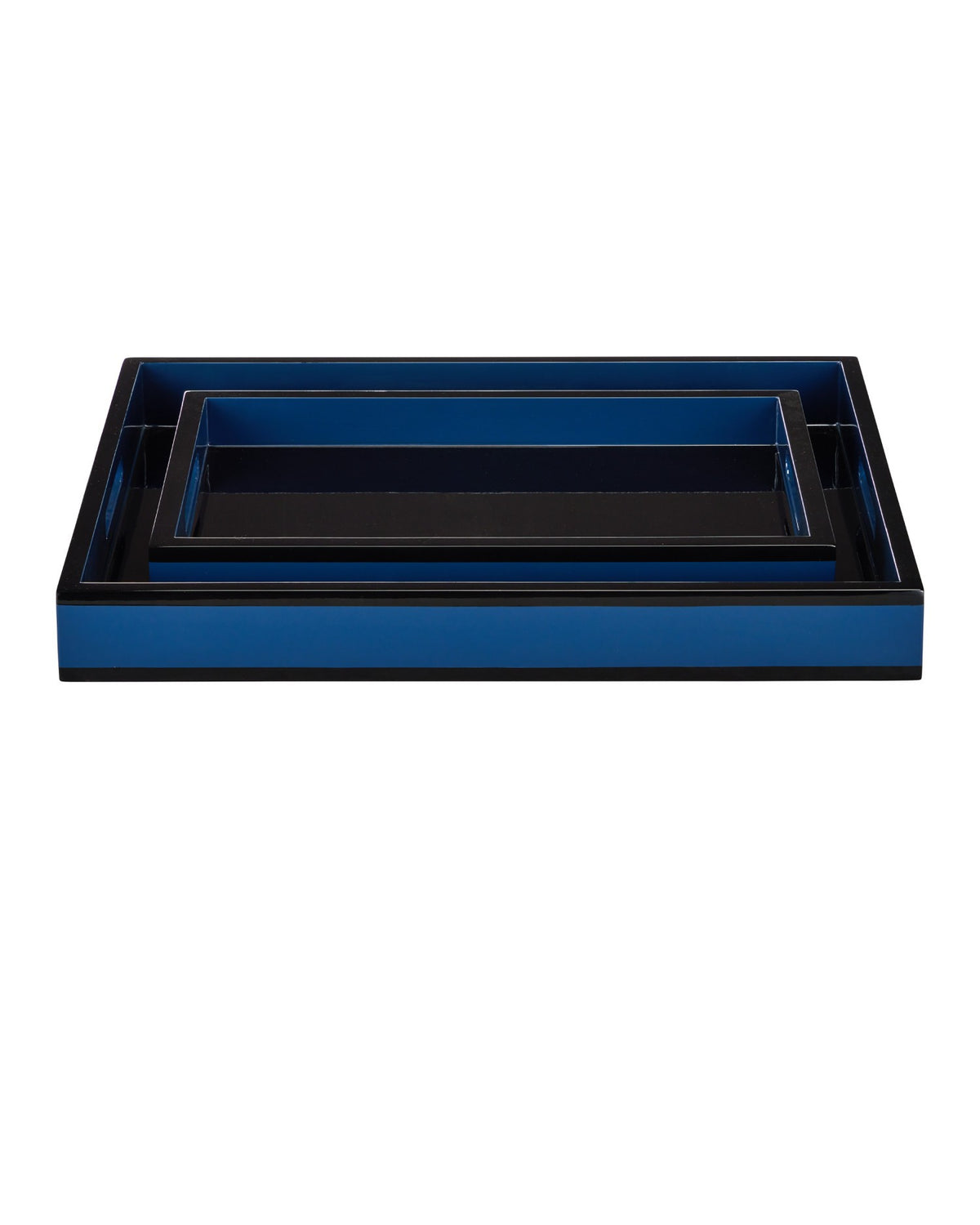Currey and Company - 1200-1018 - Tray Set of 2 - Lacquer - Navy / Black