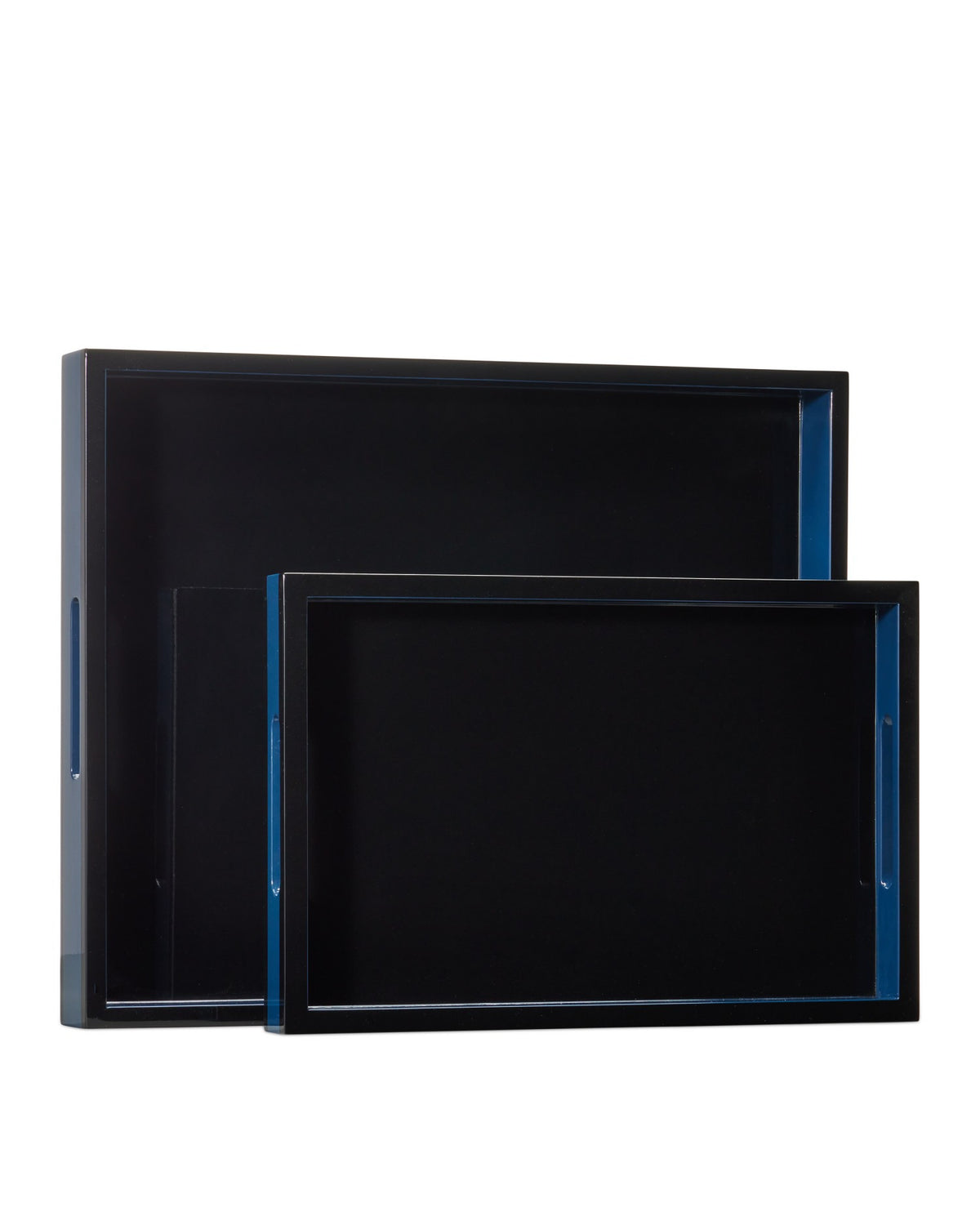 Currey and Company - 1200-1018 - Tray Set of 2 - Lacquer - Navy / Black