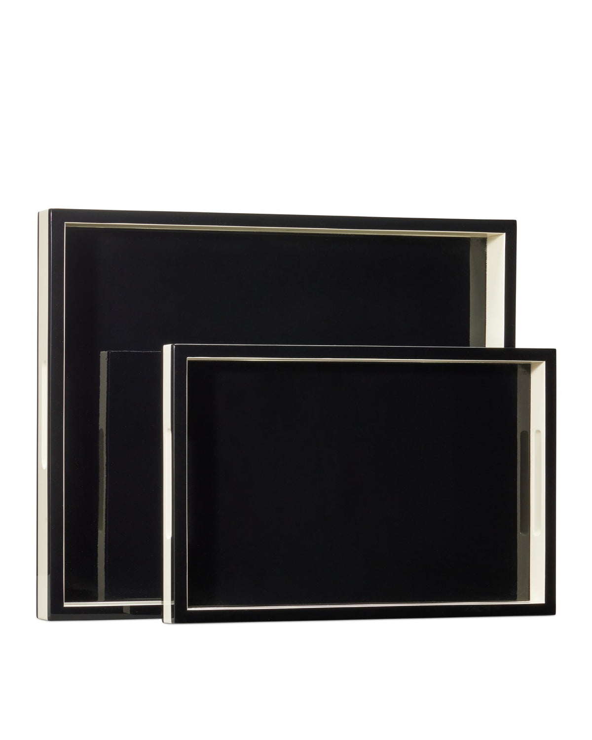 Currey and Company - 1200-1019 - Tray Set of 2 - Lacquer - Ivory / Black