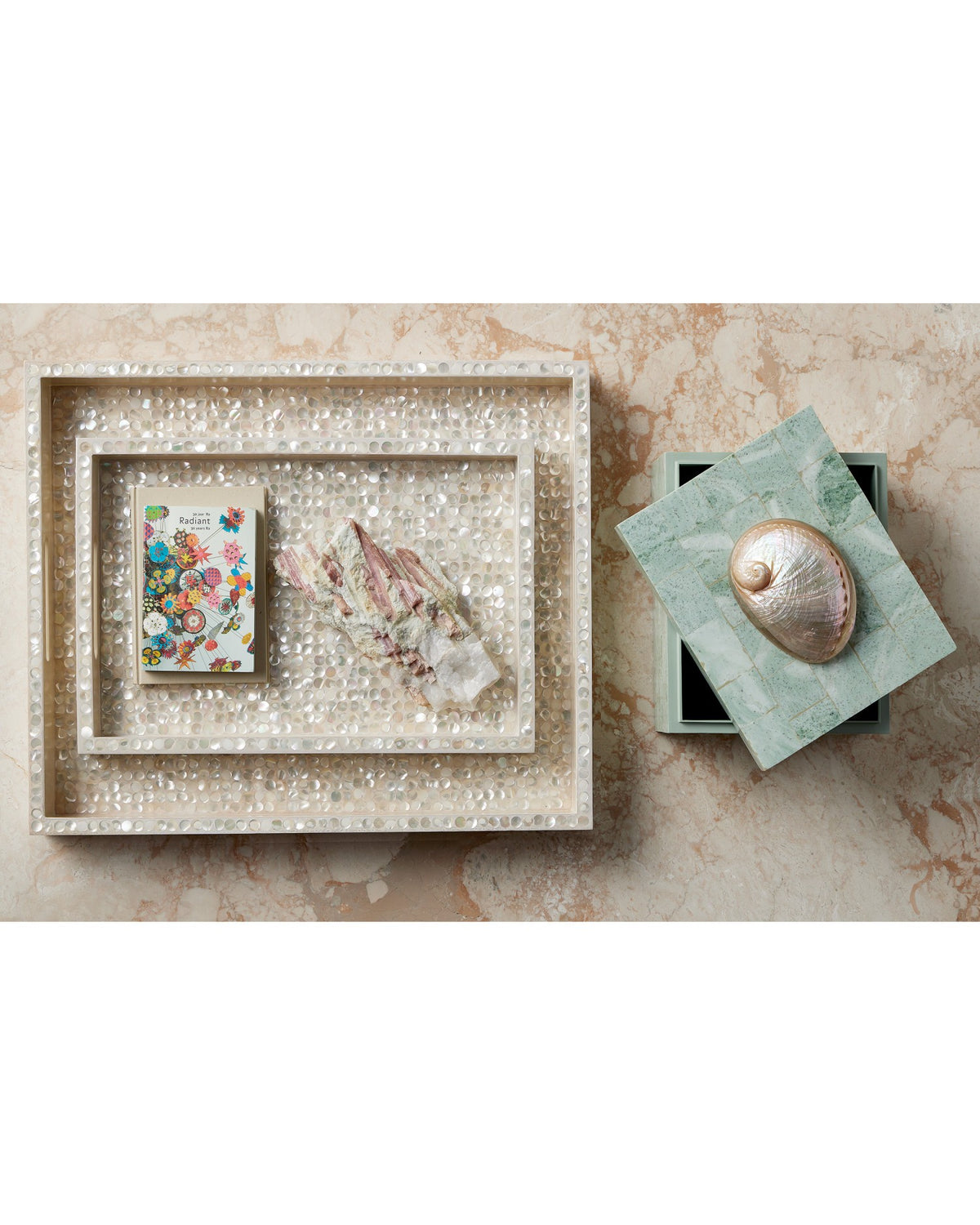 Currey and Company - 1200-1020 - Tray Set of 2 - Gerri Dot - Natural