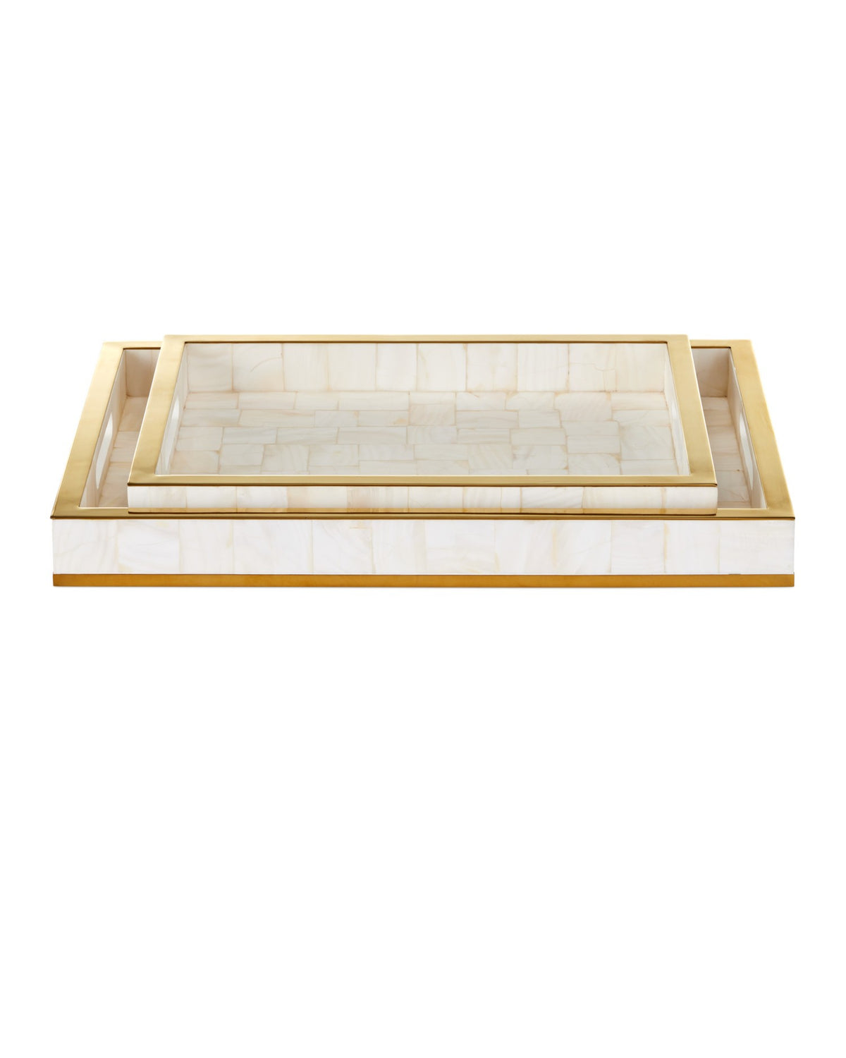 Currey and Company - 1200-1021 - Tray Set of 2 - Casey - Natural / Brass