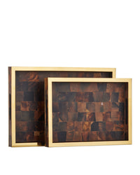 Currey and Company - 1200-1022 - Tray Set of 2 - Casey - Natural / Brass