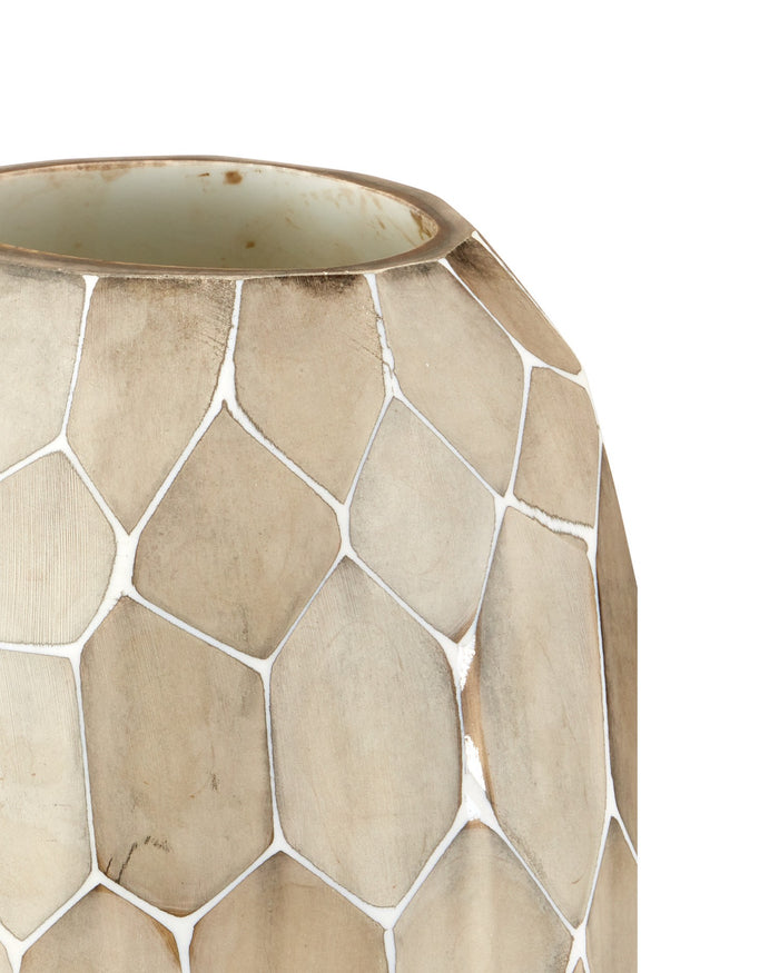 Currey and Company - 1200-1032 - Vase - Runnell - White/Beige/Antique