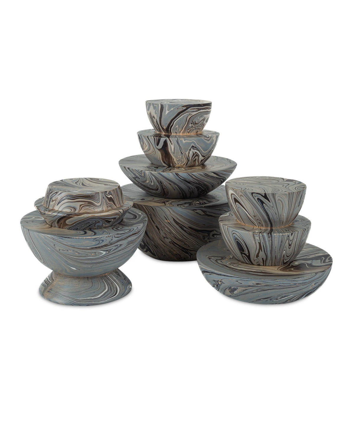 Currey and Company - 1200-1049 - Box Set of 3 - Marbleized - Marbleized Gray