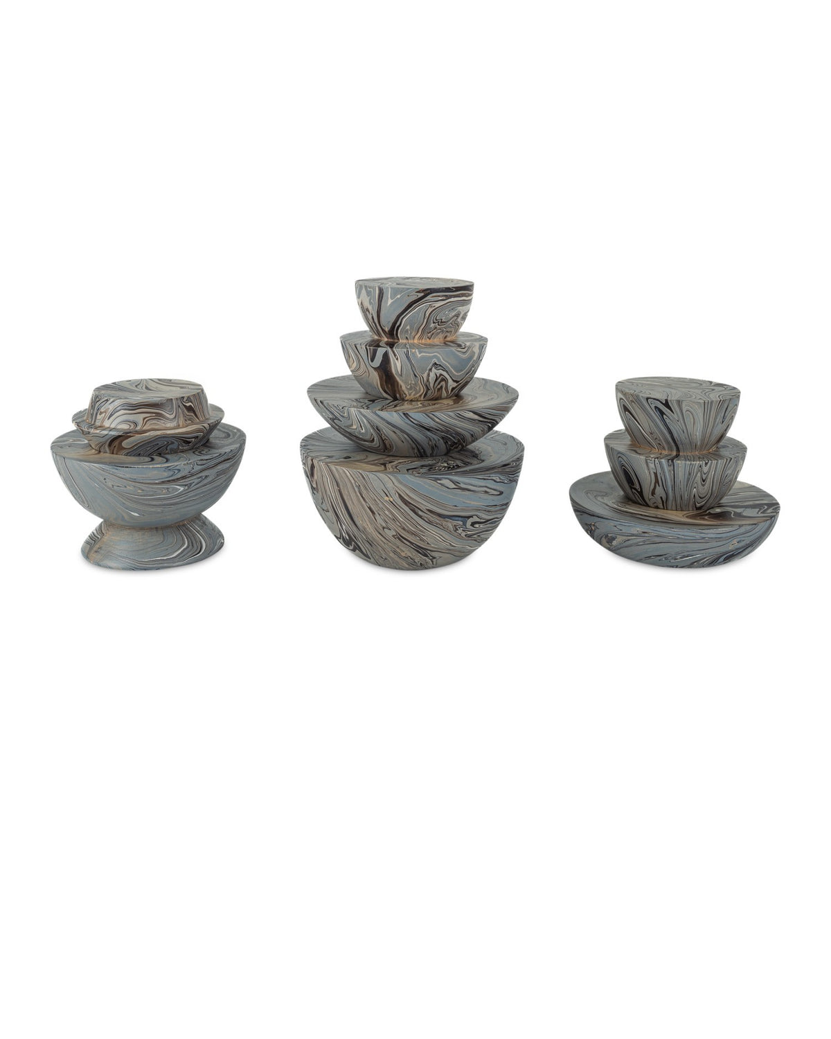 Currey and Company - 1200-1049 - Box Set of 3 - Marbleized - Marbleized Gray