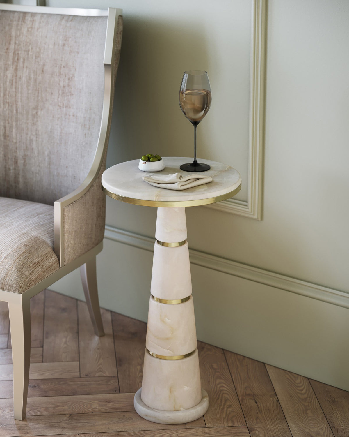 Currey and Company - 3000-0320 - Drinks Table - Eleanora - Natural / Natural Brass