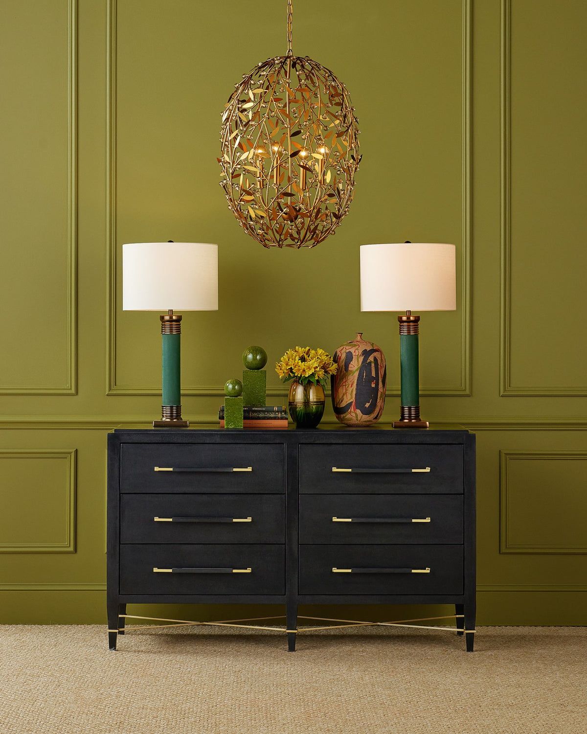 Currey and Company - 3000-0332 - Chest - Verona - Black / Natural / Champagne / Silver