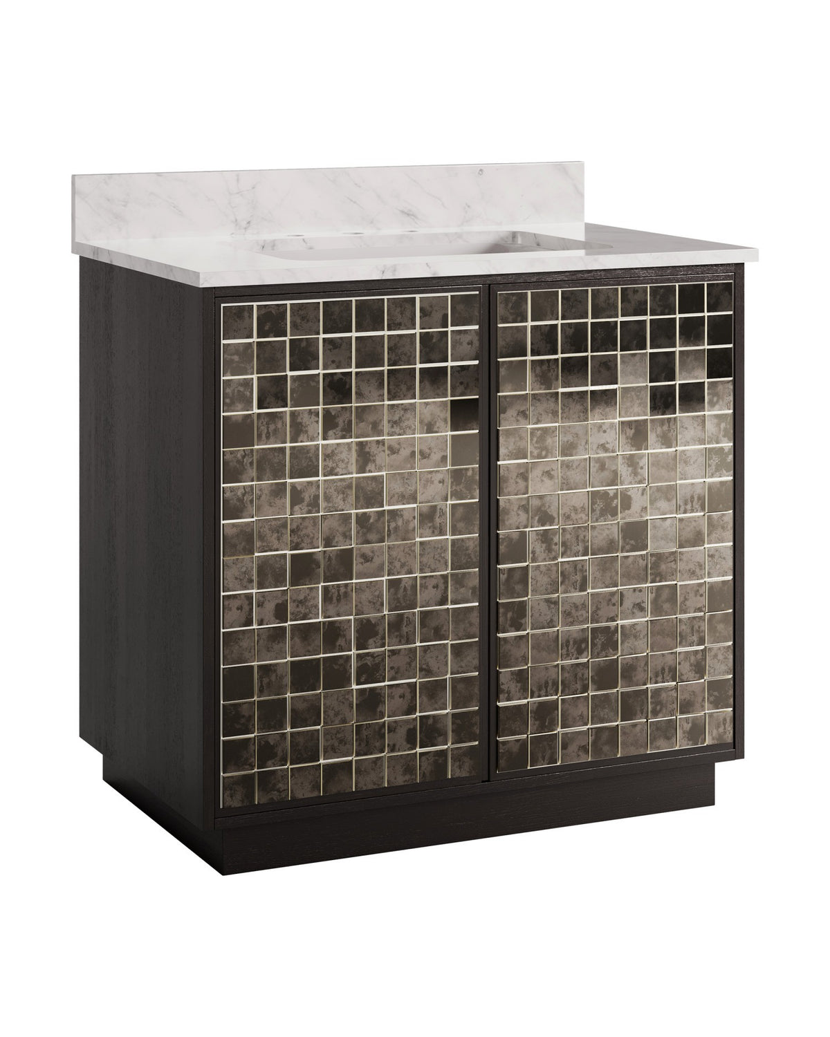 Currey and Company - 3800-0013 - 36" Vanity with Rectangular Undermount Sink - Mosaico - Ebony / Natural / White / Antique Mirror