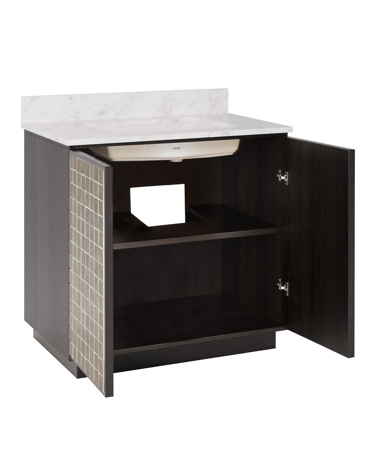 Currey and Company - 3800-0013 - 36" Vanity with Rectangular Undermount Sink - Mosaico - Ebony / Natural / White / Antique Mirror