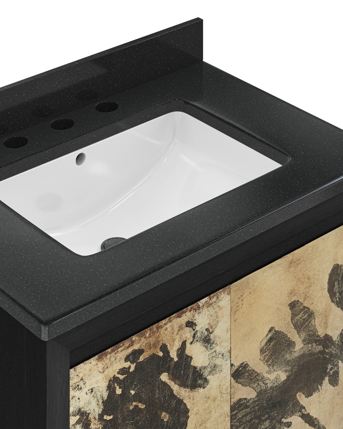 Currey and Company - 3800-0014 - 36" Vanity with Rectangular Undermount Sink - Karlson - Stained Vellum/Caviar Black & Faux Bone/Black/White
