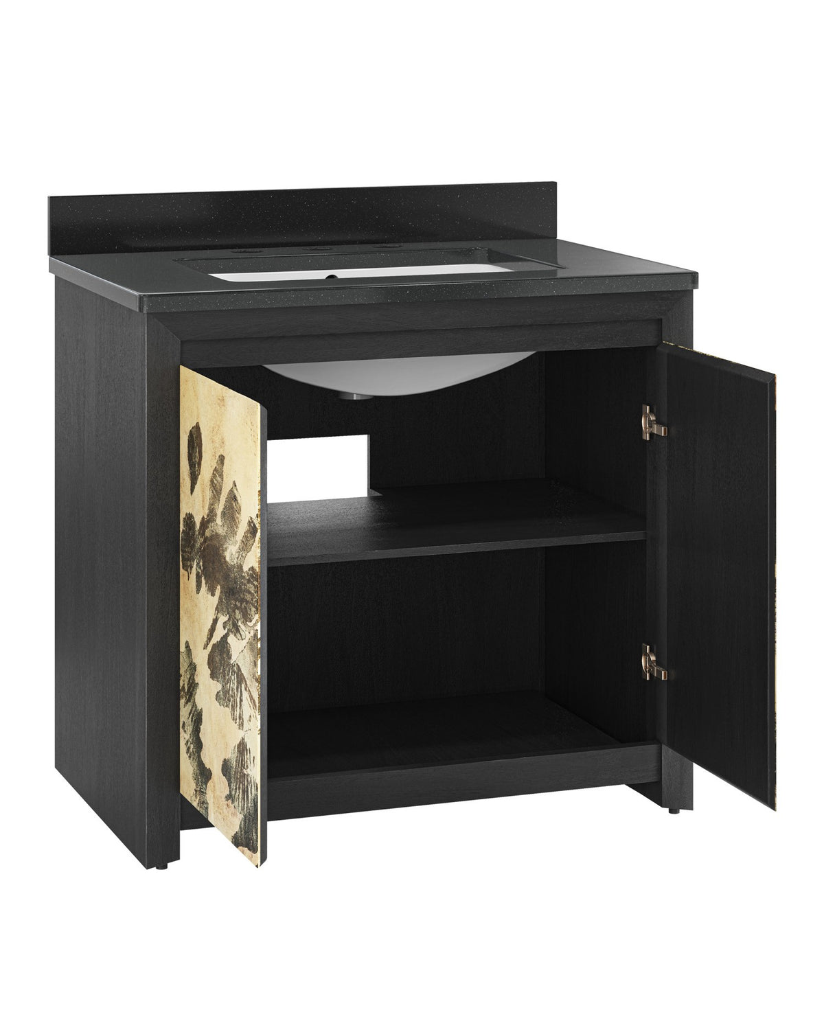 Currey and Company - 3800-0014 - 36" Vanity with Rectangular Undermount Sink - Karlson - Stained Vellum/Caviar Black & Faux Bone/Black/White