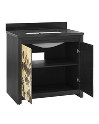 Currey and Company - 3800-0014 - 36" Vanity with Rectangular Undermount Sink - Karlson - Stained Vellum/Caviar Black & Faux Bone/Black/White