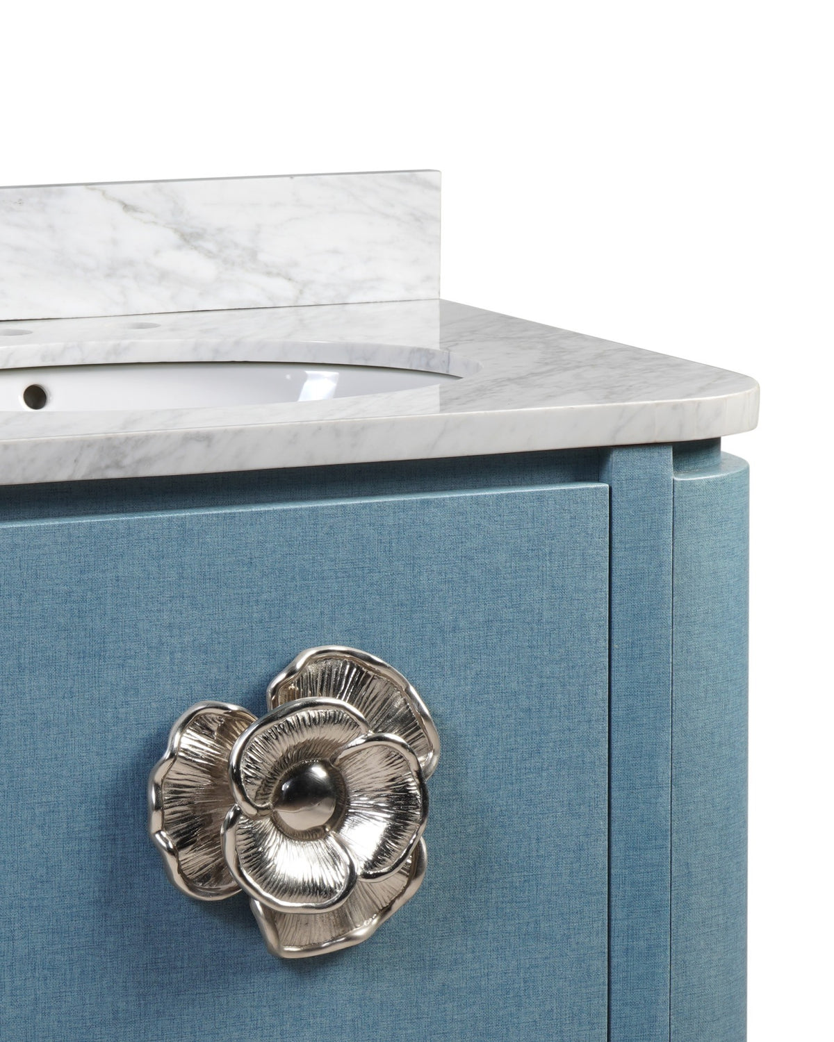 Currey and Company - 3800-0015 - 36" Vanity with Oval Undermount Sink - Briallen - Laquered Blue Linen / Natural / White / Polished Nickel