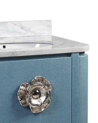 Currey and Company - 3800-0015 - 36" Vanity with Oval Undermount Sink - Briallen - Laquered Blue Linen / Natural / White / Polished Nickel