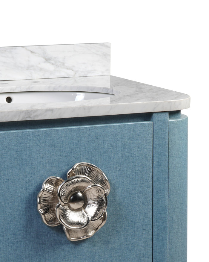 Currey and Company - 3800-0015 - 36" Vanity with Oval Undermount Sink - Briallen - Laquered Blue Linen/Natural/White/Polished Nickel