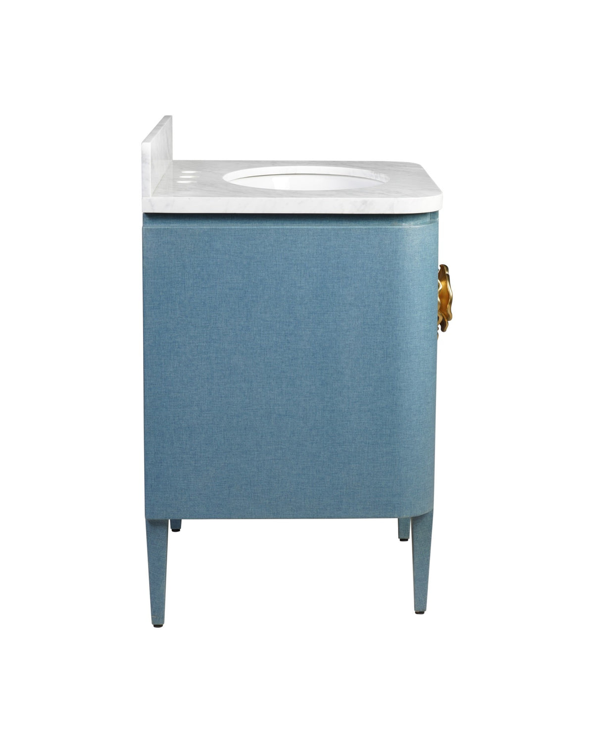 Currey and Company - 3800-0015 - 36" Vanity with Oval Undermount Sink - Briallen - Laquered Blue Linen / Natural / White / Polished Nickel