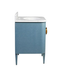 Currey and Company - 3800-0015 - 36" Vanity with Oval Undermount Sink - Briallen - Laquered Blue Linen / Natural / White / Polished Nickel