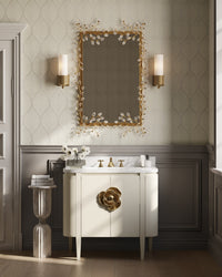 Currey and Company - 3800-0016 - 36" Vanity with Oval Undermount Sink - Briallen - Cerused White/Natural/White/Polished Brass