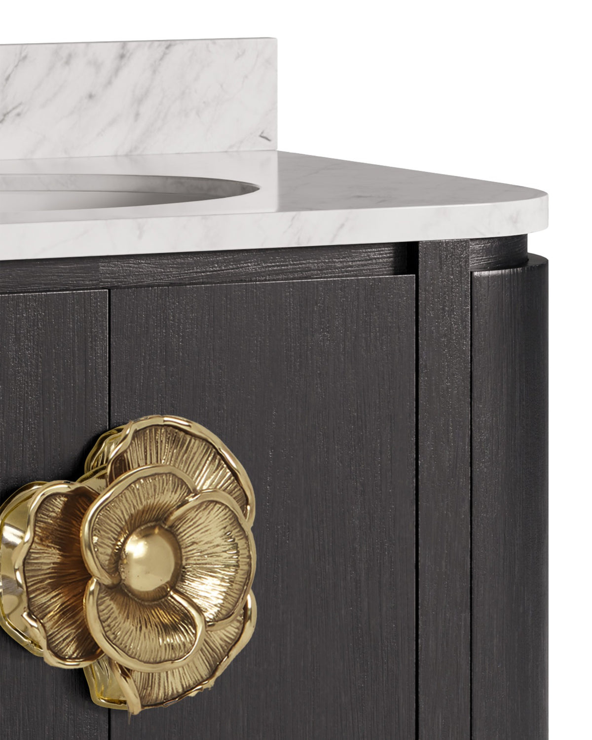 Currey and Company - 3800-0017 - 36" Vanity with Oval Undermount Sink - Briallen - Caviar Black/Natural/White/Light Antique Brass