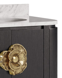 Currey and Company - 3800-0017 - 36" Vanity with Oval Undermount Sink - Briallen - Caviar Black/Natural/White/Light Antique Brass