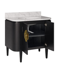 Currey and Company - 3800-0017 - 36" Vanity with Oval Undermount Sink - Briallen - Caviar Black/Natural/White/Light Antique Brass