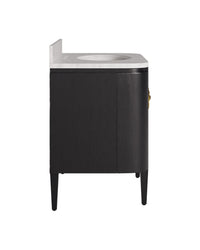 Currey and Company - 3800-0017 - 36" Vanity with Oval Undermount Sink - Briallen - Caviar Black/Natural/White/Light Antique Brass