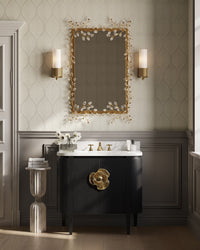 Currey and Company - 3800-0017 - 36" Vanity with Oval Undermount Sink - Briallen - Caviar Black/Natural/White/Light Antique Brass
