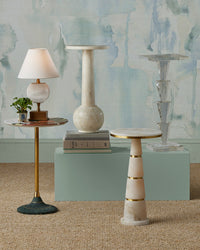 Currey and Company - 4000-0222 - Accent Table - Roselle Stone Inlay Accent Table - Natural / Brass