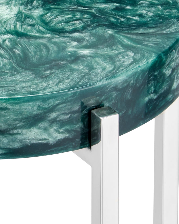 Currey and Company - 4000-0227 - Drinks Table - Rina - Teal / Polished Nickel