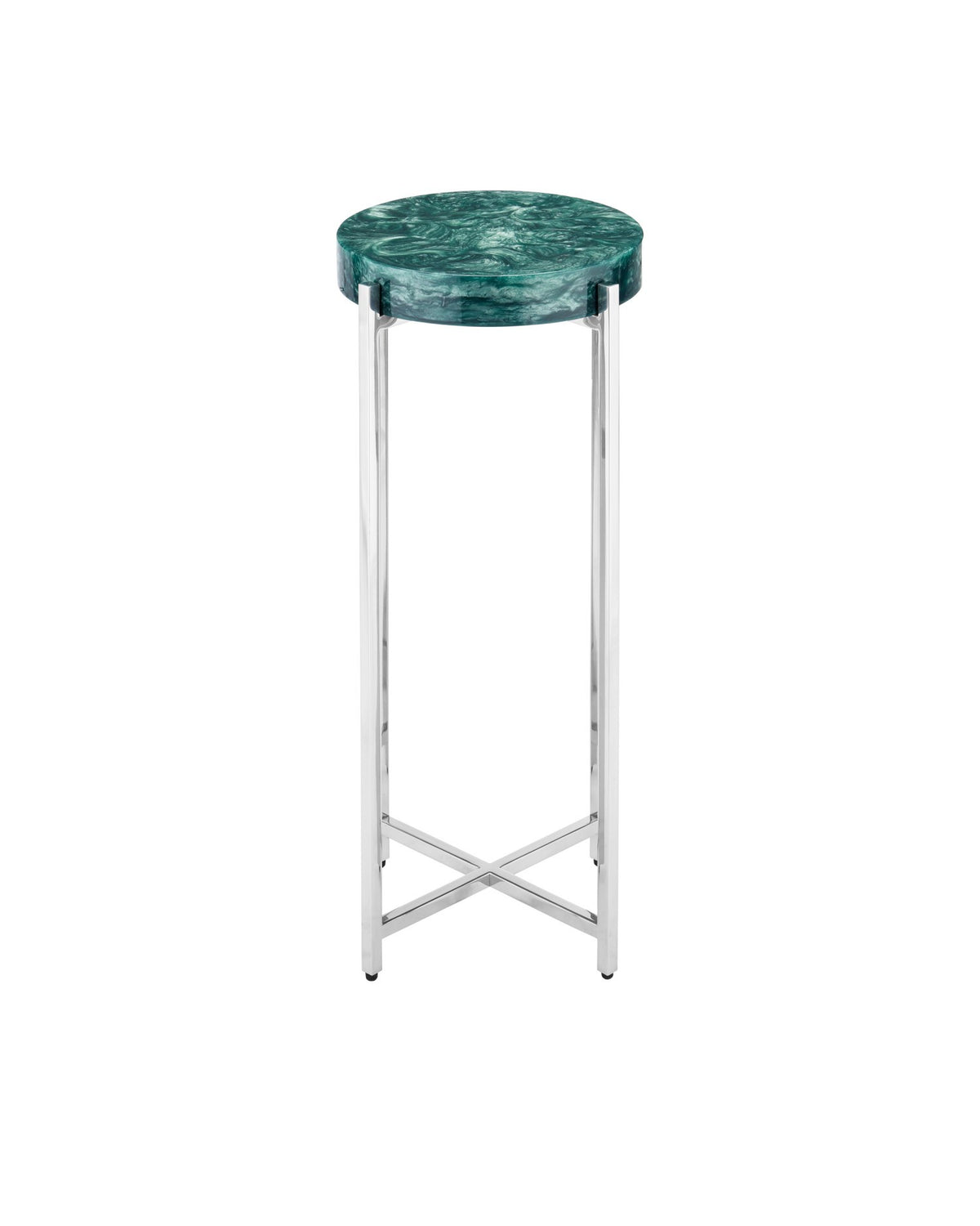 Currey and Company - 4000-0227 - Drinks Table - Rina - Teal / Polished Nickel