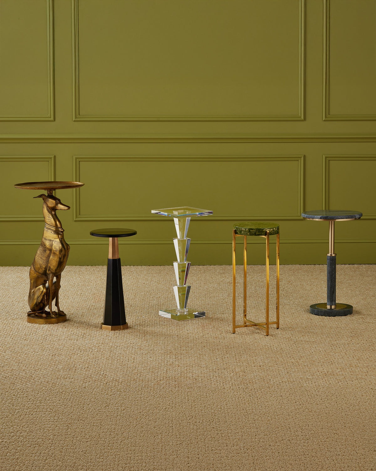 Currey and Company - 4000-0228 - Drinks Table - Rina - Green / Brass