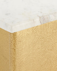 Currey and Company - 4000-0233 - Accent Table - Doublet Marble Accent Table Set of 2 - White / Antique Brass