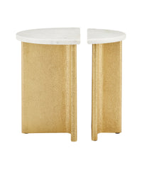 Currey and Company - 4000-0233 - Accent Table - Doublet Marble Accent Table Set of 2 - White / Antique Brass