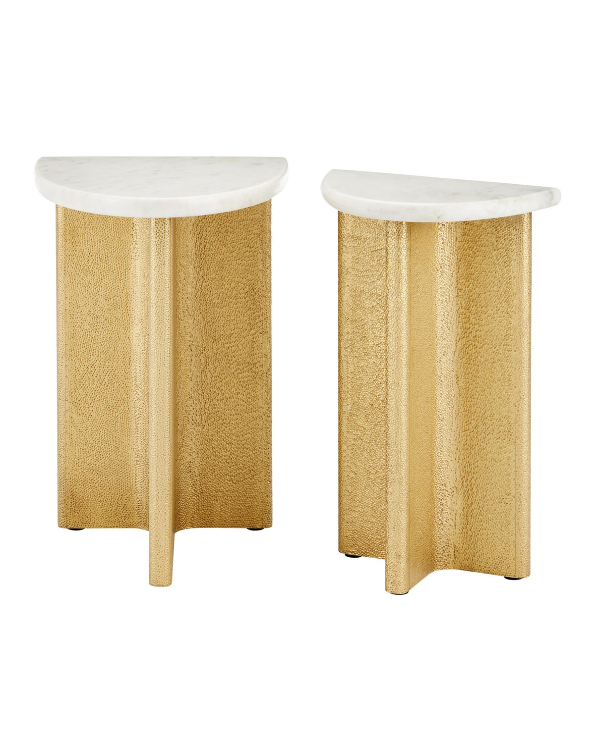 Currey and Company - 4000-0233 - Accent Table - Doublet Marble Accent Table Set of 2 - White / Antique Brass