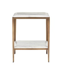 Currey and Company - 4000-0236 - Side Table - Oblique - Natural/Antique Brass