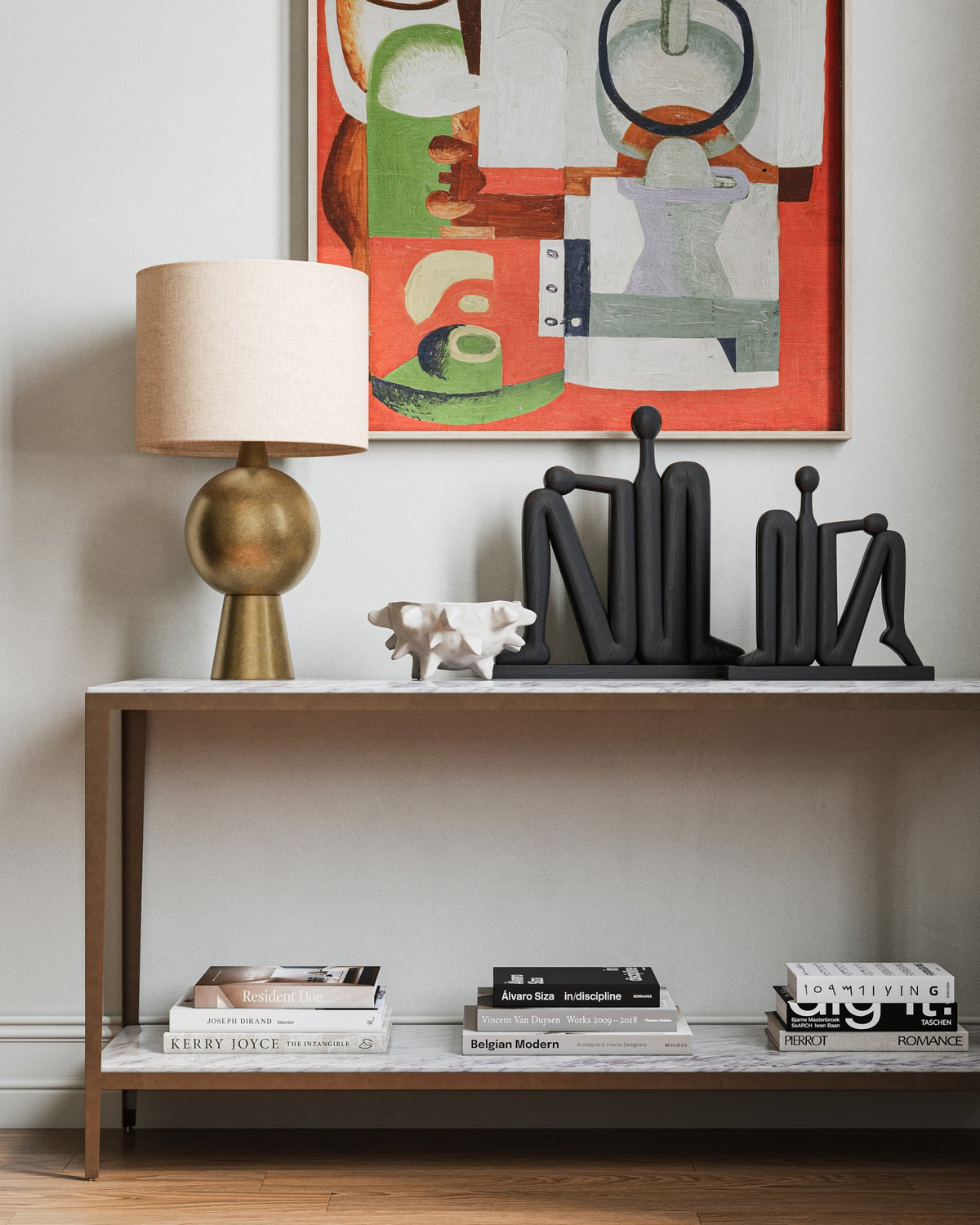 Currey and Company - 4000-0238 - Console Table - Oblique - Natural / Antique Brass