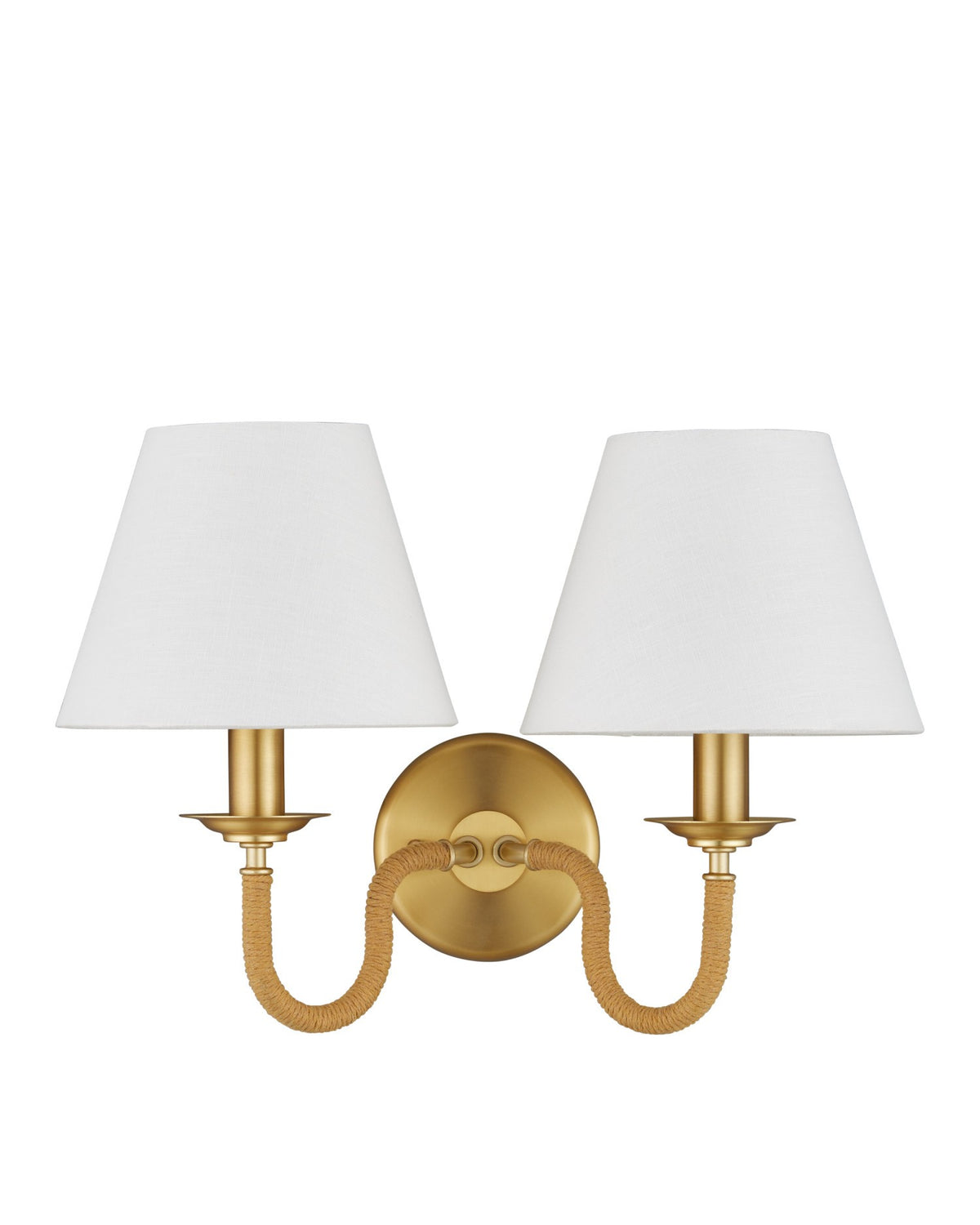 Currey and Company - 5000-0274 - Two Light Wall Sconce - Adala - Natural/Brushed Brass