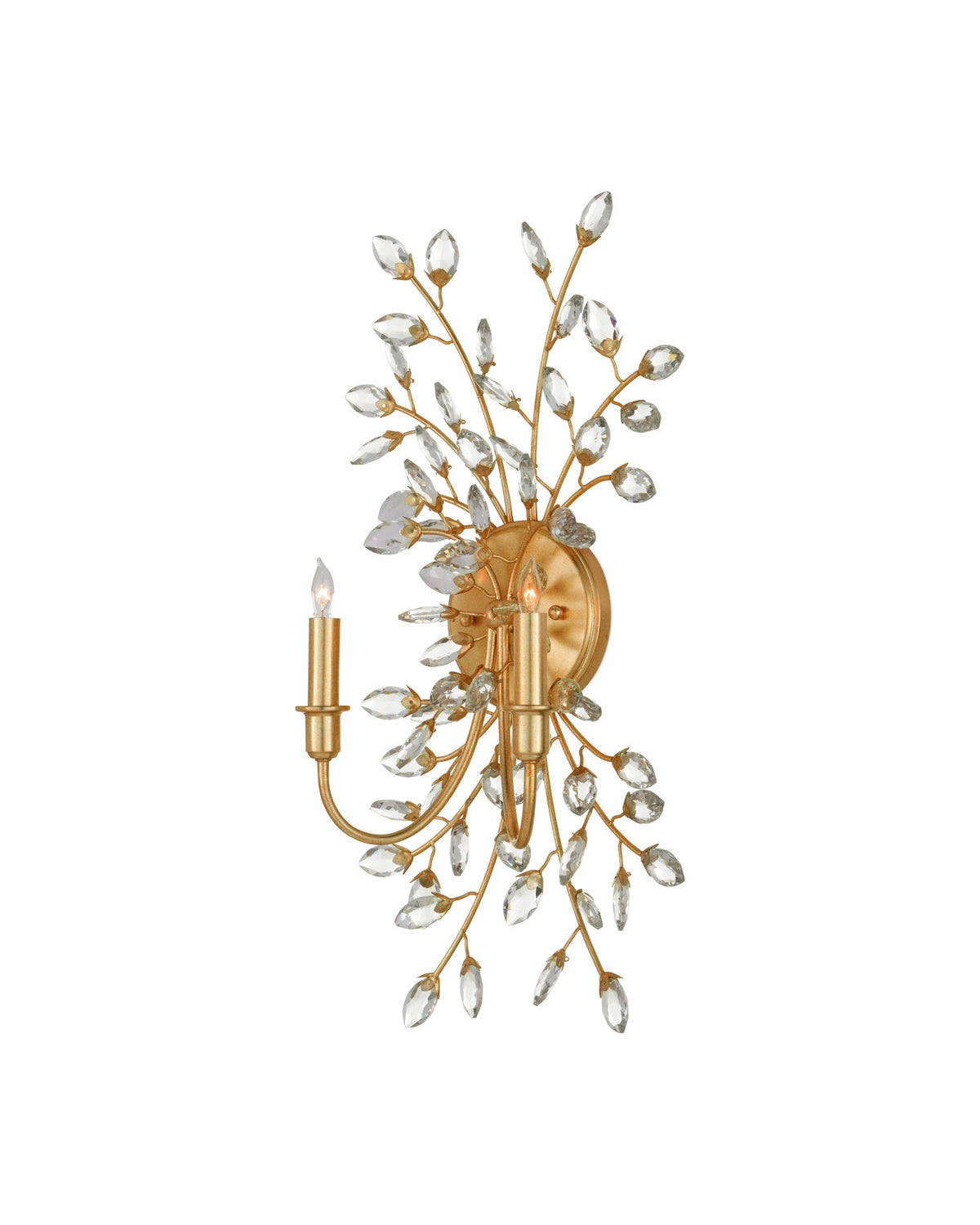 Currey and Company - 5000-0275 - Two Light Wall Sconce - Forget-Me-Not - Clear / Chinois Gold Leaf
