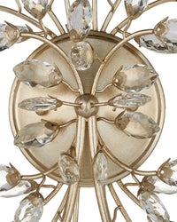 Currey and Company - 5000-0276 - Two Light Wall Sconce - Forget-Me-Not - Clear / Silver Leaf
