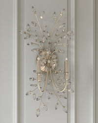 Currey and Company - 5000-0276 - Two Light Wall Sconce - Forget-Me-Not - Clear / Silver Leaf