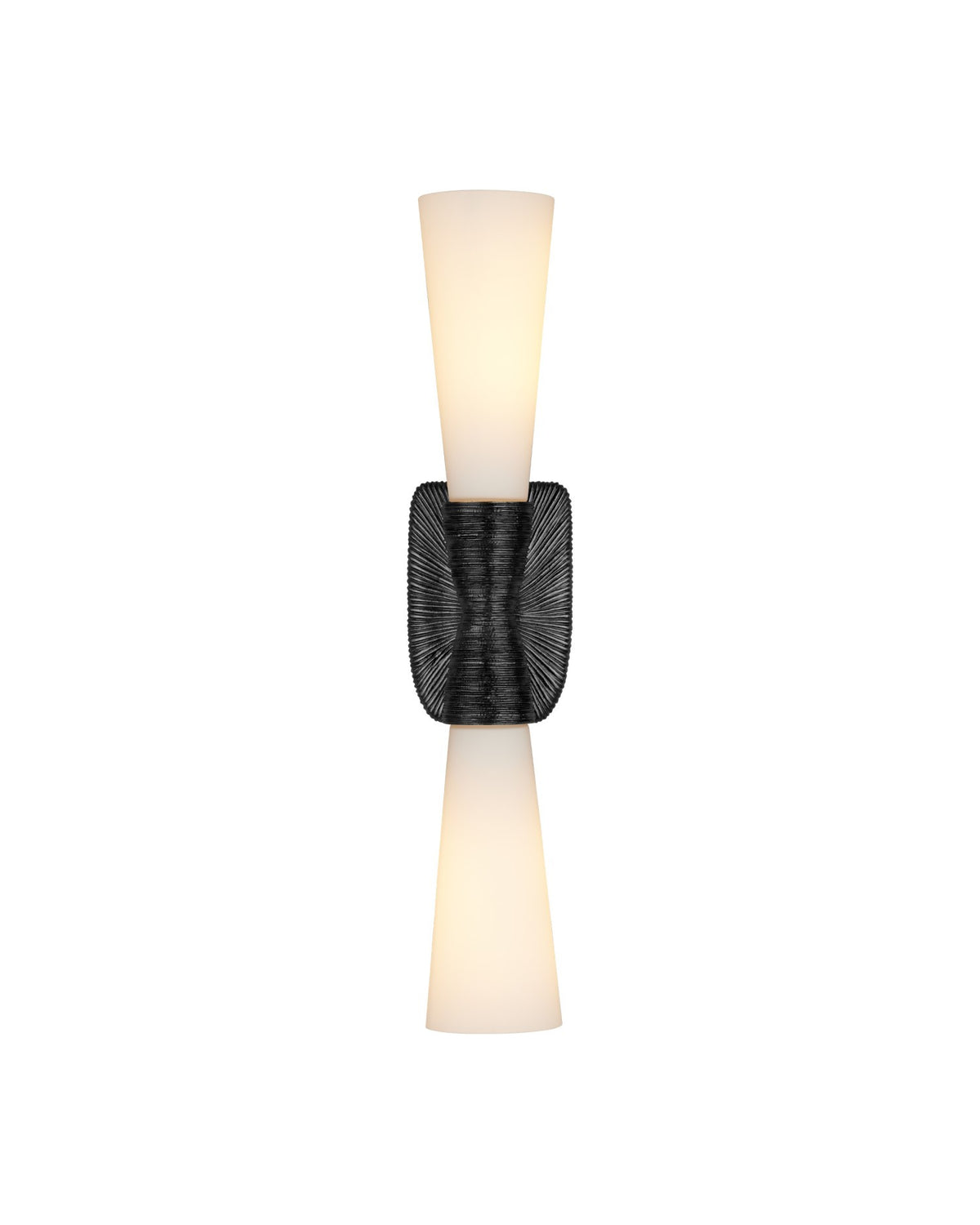 Currey and Company - 5800-0066 - Two Light Wall Sconce - Burrows - Opaque White/Oil Rubbed Bronze