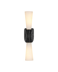 Currey and Company - 5800-0066 - Two Light Wall Sconce - Burrows - Opaque White/Oil Rubbed Bronze
