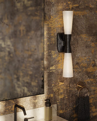 Currey and Company - 5800-0066 - Two Light Wall Sconce - Burrows - Opaque White/Oil Rubbed Bronze