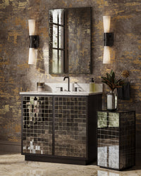 Currey and Company - 5800-0066 - Two Light Wall Sconce - Burrows - Opaque White/Oil Rubbed Bronze